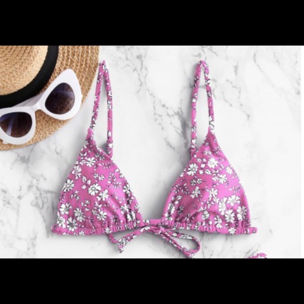 Purple floral bikini top